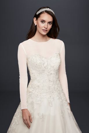 Long-Sleeve Tulle Wedding Dress Topper